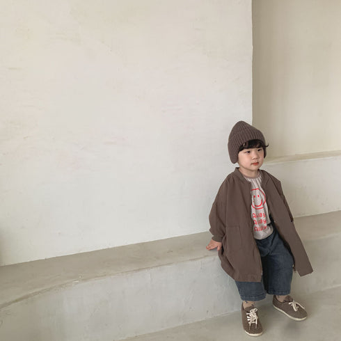 Medium and long children's coat spring and autumn windbreaker foreign style baby coat